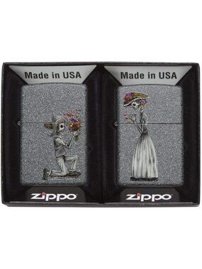 Zippo Skeleton Flowers Iron Stone Gift Set Pocket Lighters, One Size (ZO28987)